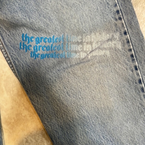 Vintage Upcycled Levi’s Straight Fit 505 Jeans 34 The Greatest Time in History - Picture 2 of 11